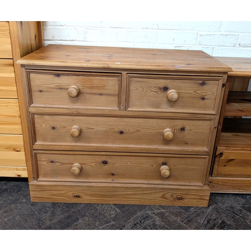 A waxed reclaimed  pine chest of two long and two short draw...