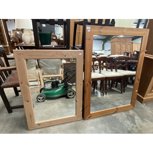 2 pine framed mirrors 93 x 68cm & 117 x 89cm