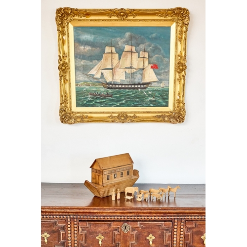 A NAIVE PINE NOAH'S ARK TOY A NAIVE PINE NOAH'S ARK TOY  pos...