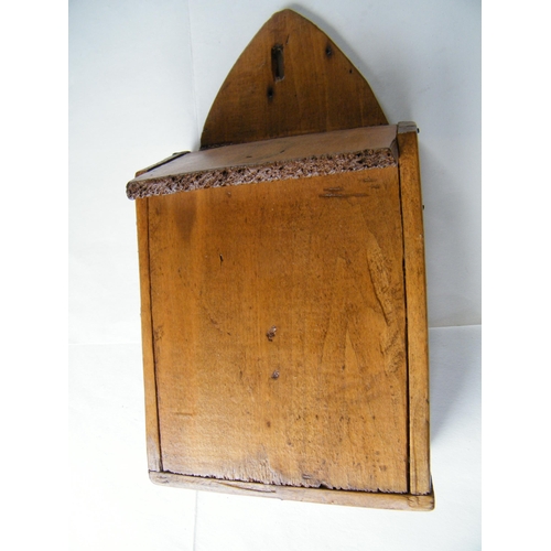 A 19th century wall hung pine French candle box - 31.5cmH