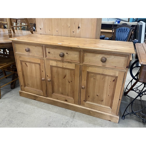 Pine three door/three drawer sideboard 82H 138W 44D