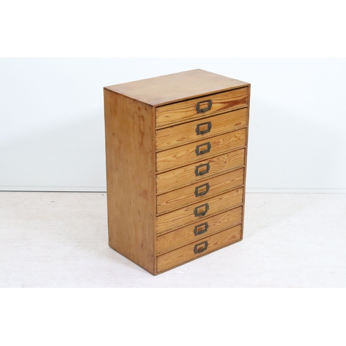 20th century pine stationery chest, having eight long drawer...