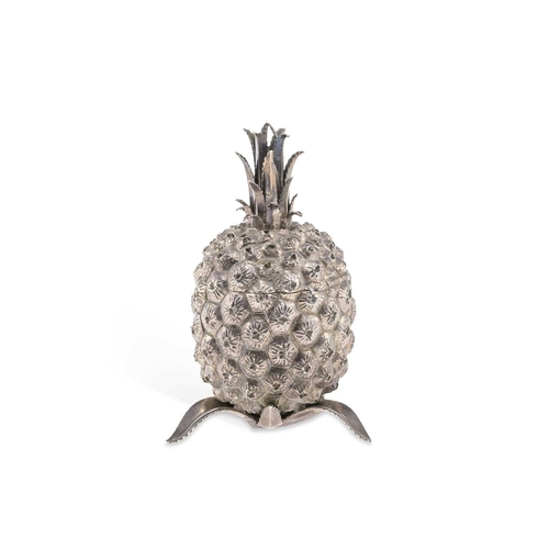 A RARE NOVELTY SILVER INKWELL IN THE FORM OF A PINEAPPLE 19t...