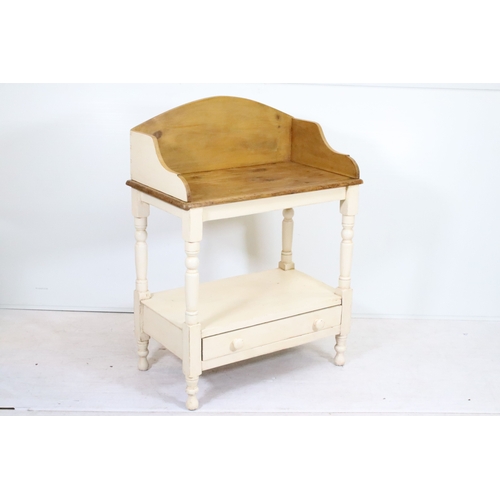 Victorian part painted pine wash stand, having three quarter...