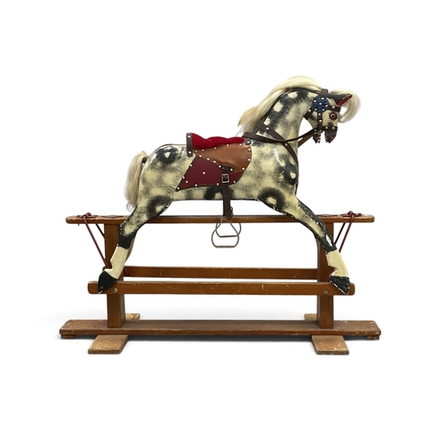 Vintage Dapple Painted Wooden Rocking Horse, with hair to ma...