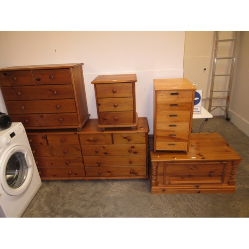 Four Pine Chests of Drawers and a Blanket Box