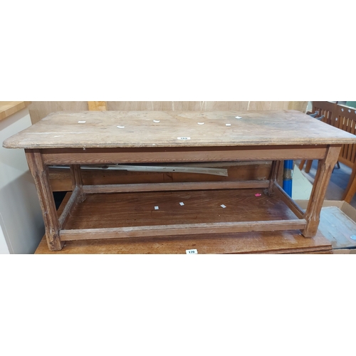 A 1.06m vintage pine coffee table with narrow rectangular to...
