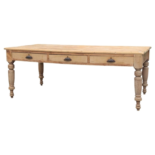 A 19th century Victorian country pine farmhouse refectory di...