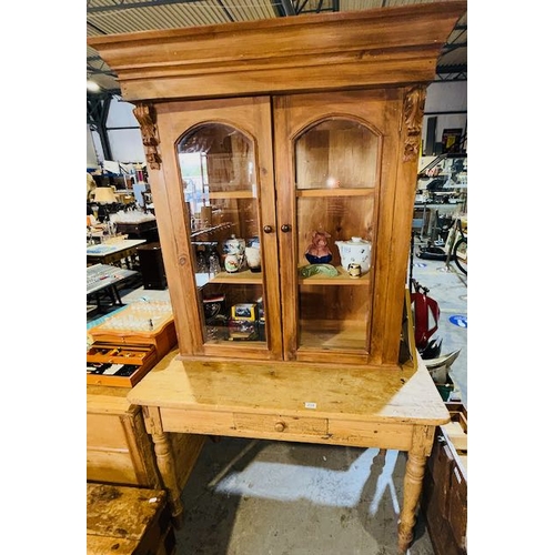 Vintage Pine 1 Door Table With 2 Door Display - Table Approx...