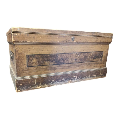 A 19th century painted pine blanket box. The box being paint...