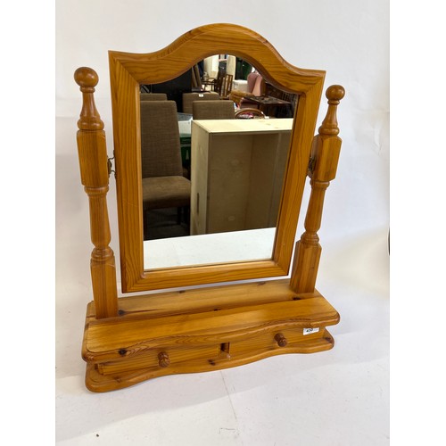 Pine two drawer base dressing glass.