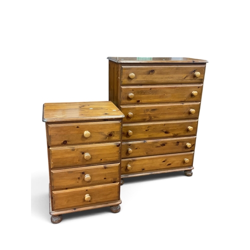 Ducal 'Victoria' Pine Chest of Six Drawers, with turned hand...