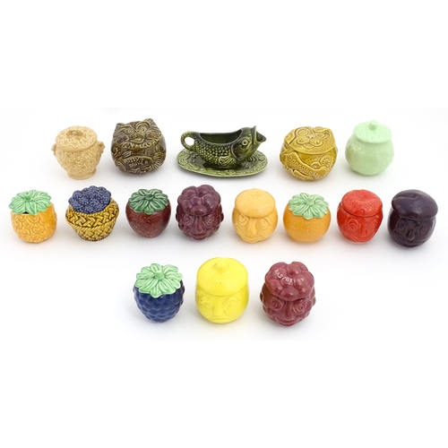 A quantity of fruit / preserve jars / face pots to include p...