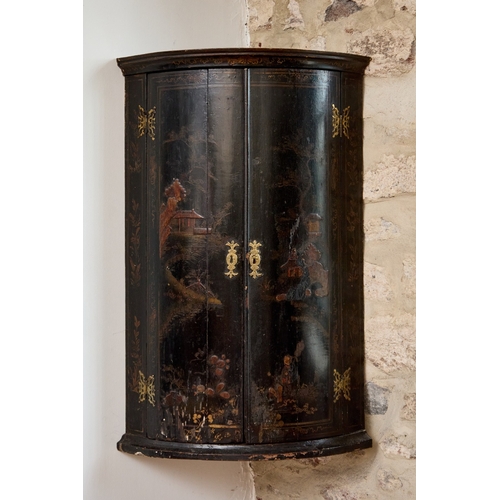 A GEORGE III CHINOISERIE CORNER CABINET A GEORGE III CHINOIS...