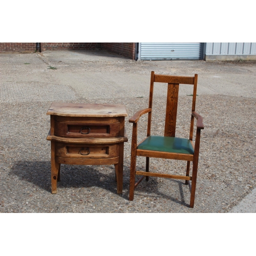 LARGES ART AND CRAFTS CARVER ARMCHAIR AND CHUNKY RUSTIC PINE...