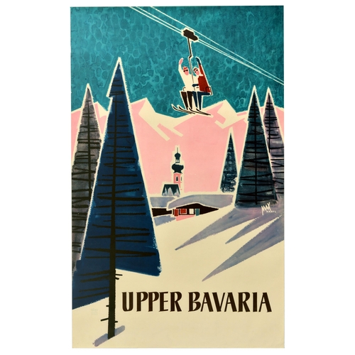 Travel Poster Upper Bavaria Skiing Winter Sport Max Hartl. O...