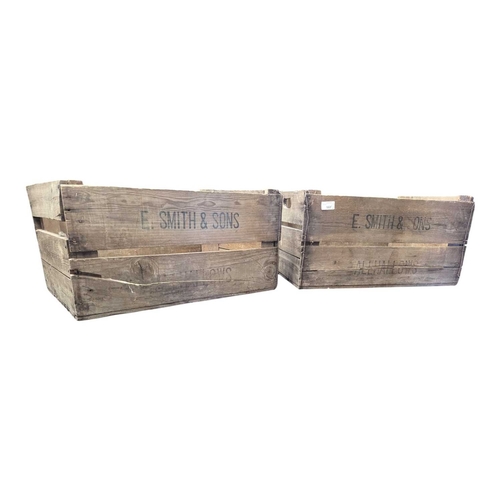 Two vintage 20th century pine apple wooden transfer travel c...